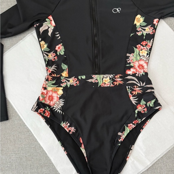 OP Black Floral Women's One Piece Swimsuit - Picture 8 of 9